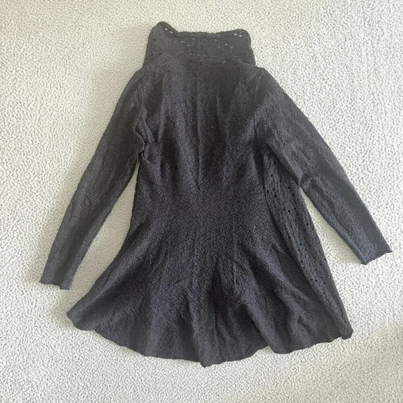 Eileen Fisher Merino Wool Open Cardigan Draped Grey Textured - Picture 2 of 16